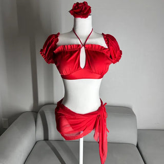 Resort Cover-up Puff Off-Shoulder Short Sleeve Bikini Perfect