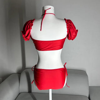 Resort Cover-up Puff Off-Shoulder Short Sleeve Bikini Perfect