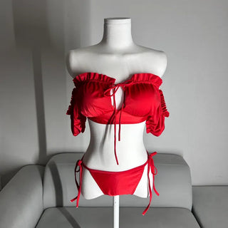 Resort Cover-up Puff Off-Shoulder Short Sleeve Bikini Perfect