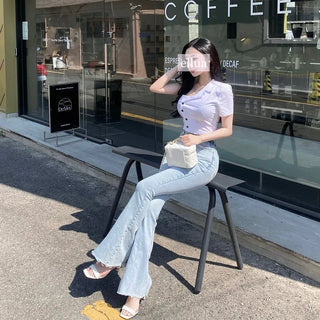 Asymmetrical Half-Off-Shoulder Short-Sleeve Shirt Off-Shoulder Short Sleeve
