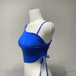 1029 . Semi-off shoulder single strap shirring crop