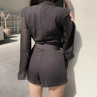 Goddess Chiffon Cape Jumpsuit Belt Wedding Guest Look