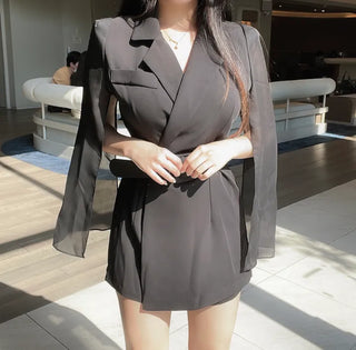 Goddess Chiffon Cape Jumpsuit Belt Wedding Guest Look