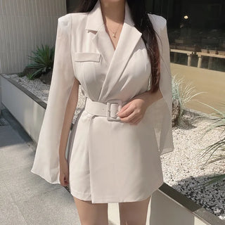 Goddess Chiffon Cape Jumpsuit Belt Wedding Guest Look
