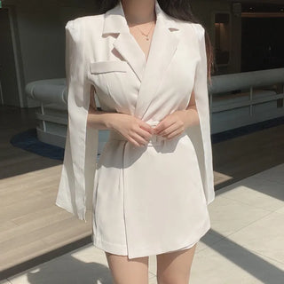 Goddess Chiffon Cape Jumpsuit Belt Wedding Guest Look
