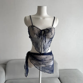 Butterfly Lace Two-Tone Bikini Mesh Staycation Look Sexy