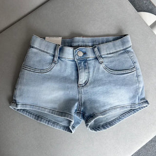 Low-Rise Washed Denim Hip Dip Correction Pads High-Waist