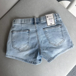 Low-Rise Washed Denim Hip Dip Correction Pads High-Waist