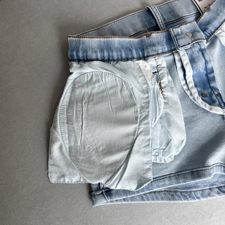 Low-Rise Washed Denim Hip Dip Correction Pads High-Waist
