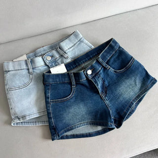 Low-Rise Washed Denim Hip Dip Correction Pads High-Waist