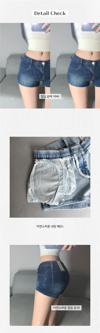 Low-Rise Washed Denim Hip Dip Correction Pads High-Waist
