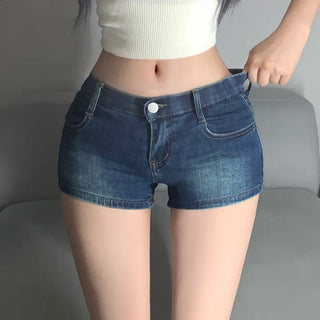 Low-Rise Washed Denim Hip Dip Correction Pads High-Waist