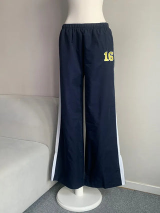 Sixteen Elastic Waist Track Pants Low-Rise Hip Correction