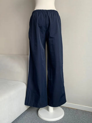 Sixteen Elastic Waist Track Pants Low-Rise Hip Correction