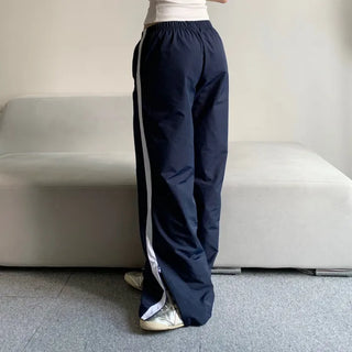 Sixteen Elastic Waist Track Pants Low-Rise Hip Correction
