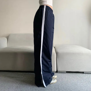 Sixteen Elastic Waist Track Pants Low-Rise Hip Correction
