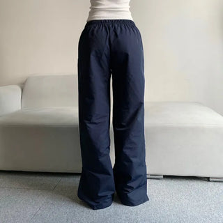 Sixteen Elastic Waist Track Pants Low-Rise Hip Correction
