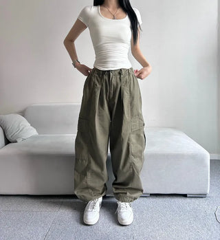 Balloon Fit Pintuck Cargo Pants All-Season Everyday Item