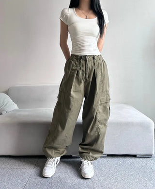 Balloon Fit Pintuck Cargo Pants All-Season Everyday Item