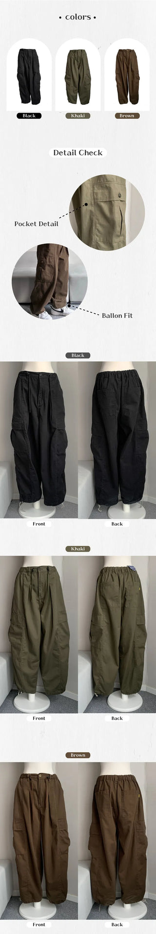 Balloon Fit Pintuck Cargo Pants All-Season Everyday Item