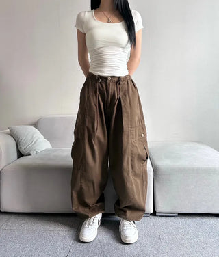 Balloon Fit Pintuck Cargo Pants All-Season Everyday Item