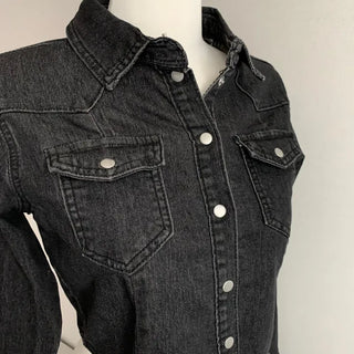 Slim Washed Pocket Denim Shirt Long Sleeve Blue
