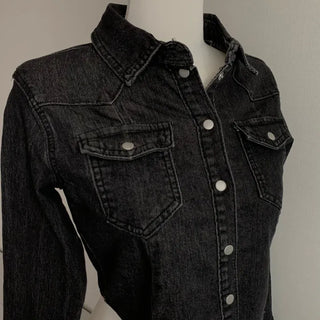 Slim Washed Pocket Denim Shirt Long Sleeve Blue