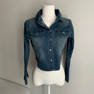 Slim Washed Pocket Denim Shirt Long Sleeve Blue