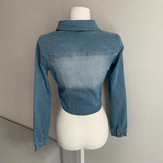 Slim Washed Pocket Denim Shirt Long Sleeve Blue