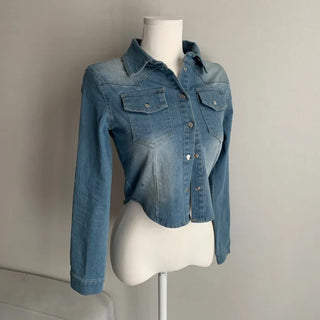 Slim Washed Pocket Denim Shirt Long Sleeve Blue