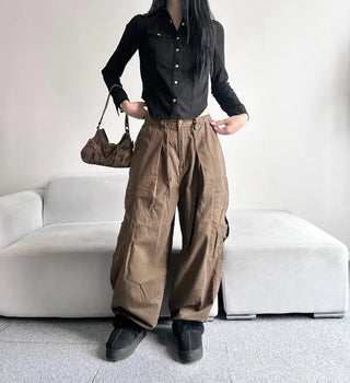 Corduroy Snap Button Pocket Long Sleeve Shirt Autumn