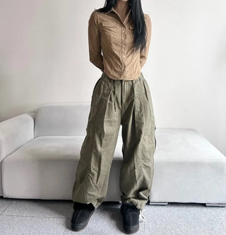 Corduroy Snap Button Pocket Long Sleeve Shirt Autumn