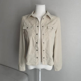 Corduroy Snap Button Pocket Long Sleeve Shirt Autumn