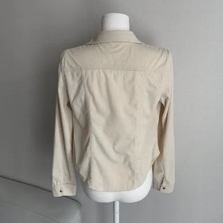 Corduroy Snap Button Pocket Long Sleeve Shirt Autumn