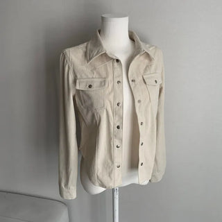 Corduroy Snap Button Pocket Long Sleeve Shirt Autumn