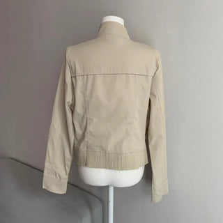 Ribbed Slim Zipper Vintage Jacket Crop Look Grunge