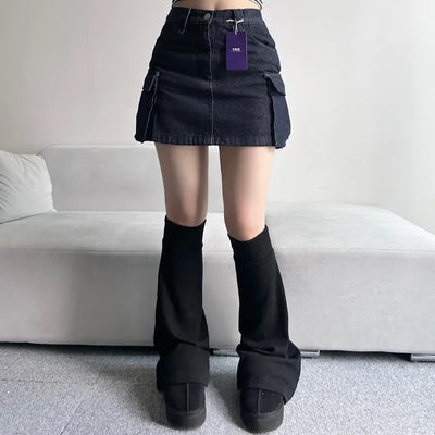 y2k Pocket Cargo Mini Skirt Built-in Shorts Skorts
