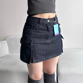 y2k Pocket Cargo Mini Skirt Built-in Shorts Skorts