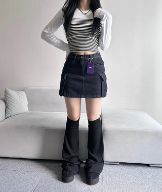 y2k Pocket Cargo Mini Skirt Built-in Shorts Skorts