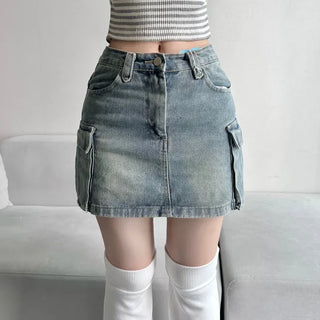 y2k Pocket Cargo Mini Skirt Built-in Shorts Skorts