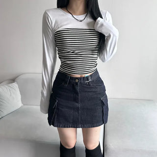 y2k Pocket Cargo Mini Skirt Built-in Shorts Skorts