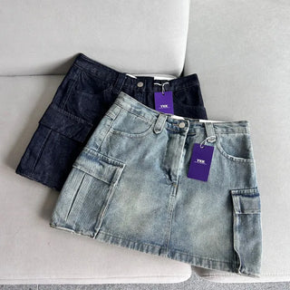 y2k Pocket Cargo Mini Skirt Built-in Shorts Skorts