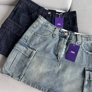 y2k Pocket Cargo Mini Skirt Built-in Shorts Skorts