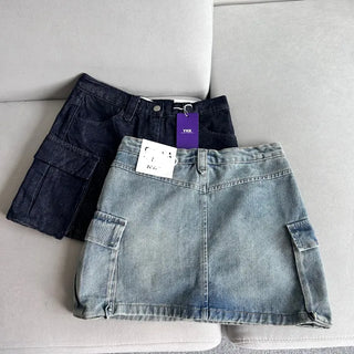 y2k Pocket Cargo Mini Skirt Built-in Shorts Skorts
