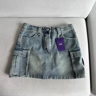 y2k Pocket Cargo Mini Skirt Built-in Shorts Skorts