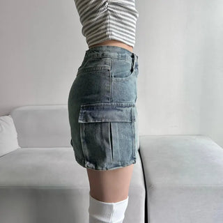 y2k Pocket Cargo Mini Skirt Built-in Shorts Skorts