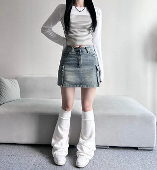 y2k Pocket Cargo Mini Skirt Built-in Shorts Skorts