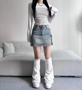 y2k Pocket Cargo Mini Skirt Built-in Shorts Skorts