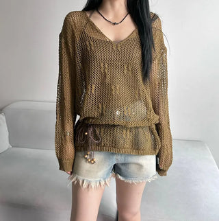 Cat Sanding Vintage Wash Denim Frill Pants Calfshorts