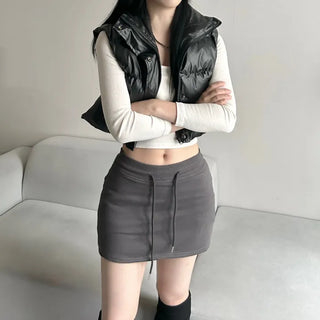 Unique Cropped Leather Padded Vest Jacket Daily Training